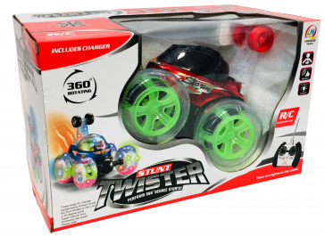 Кола с Радиоконтрол, 4 посоки, LED светлини със Звук, 360 градуса ротация, USB зареждане, 2 цвята