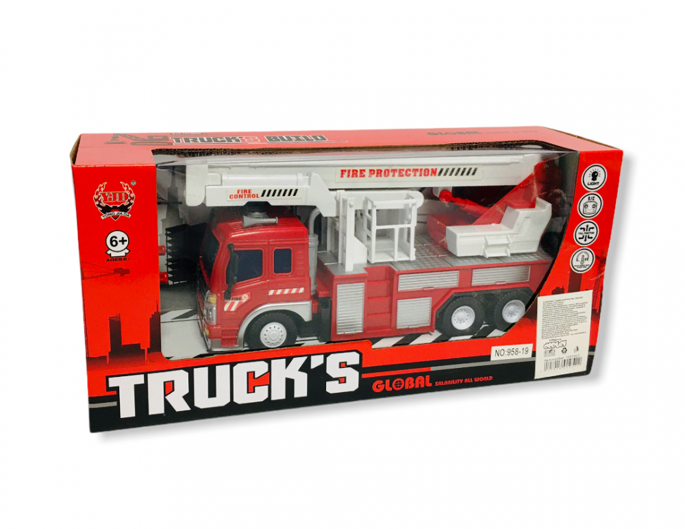Пожарна Кола с Радиоконтрол, 4 посоки, Светлини, Звук и Светещи фарове