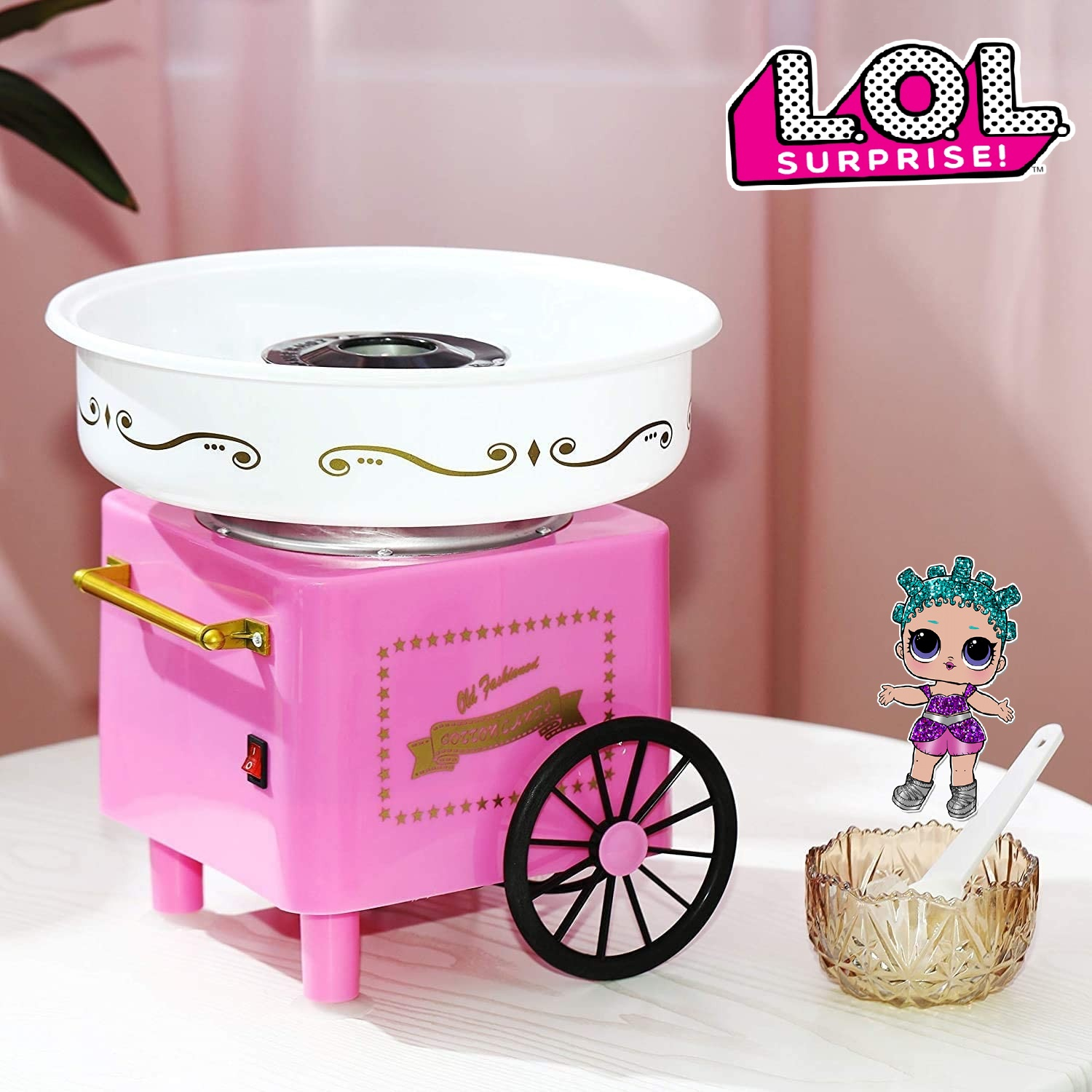 Машина за захарен памук, розова, 520W РЕТРО ДИЗАЙН,  Лол L.O.L. Surprise!