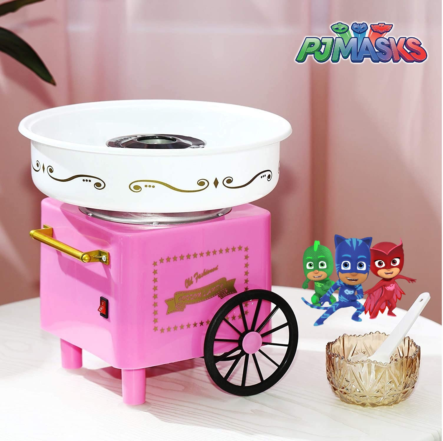 Машина за захарен памук, розова, 520W РЕТРО ДИЗАЙН, Пи джей маските PJ Masks
