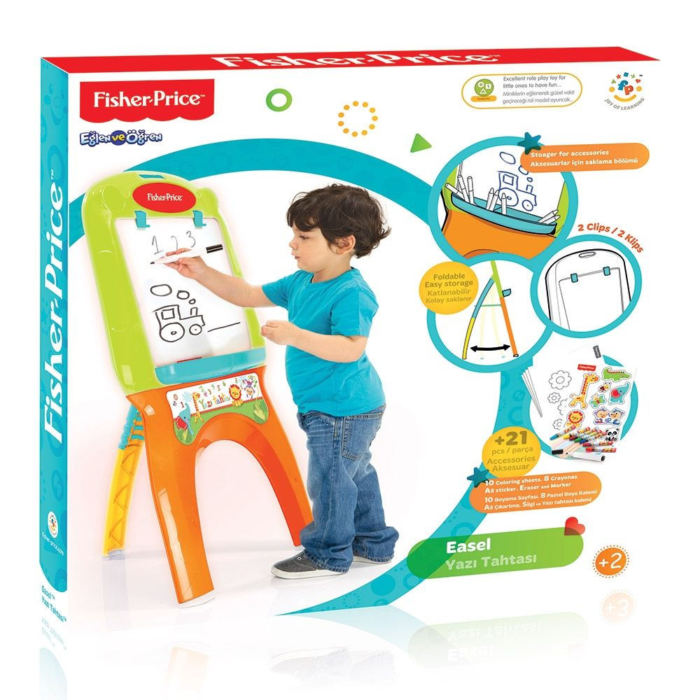 FISHER PRICE Дъска за писане EASEL за развитие на Въображението, Пространственото и Триизмерно Мислене и Координацията, 21 части