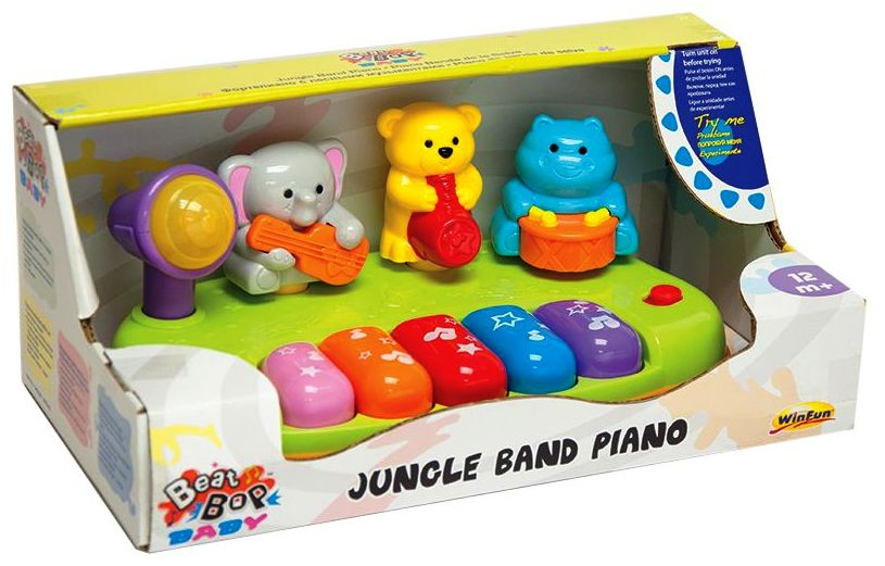 WINFUN Многофункционално Музикално Пиано със животни, 4 инструмента JUNGLE BAND PIANO