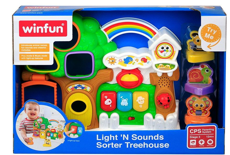 WINFUN Дърво сортер с музикална къщичка, звук и светлини