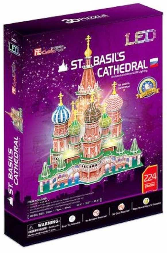 Cubic Fun Пъзел 3D St.Basil's Cathedral (Russia), 224 части, LED светлини