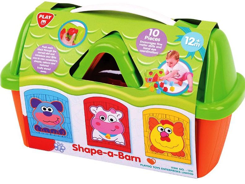 PLAYGo Къща сортер с 10 формички SHAPE AND LOCK BARN
