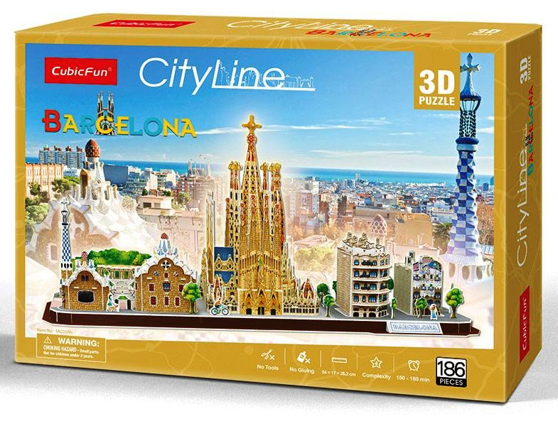 CubicFun 3D Пъзел CITY LINE BARCELONA/Барселона, 186 части