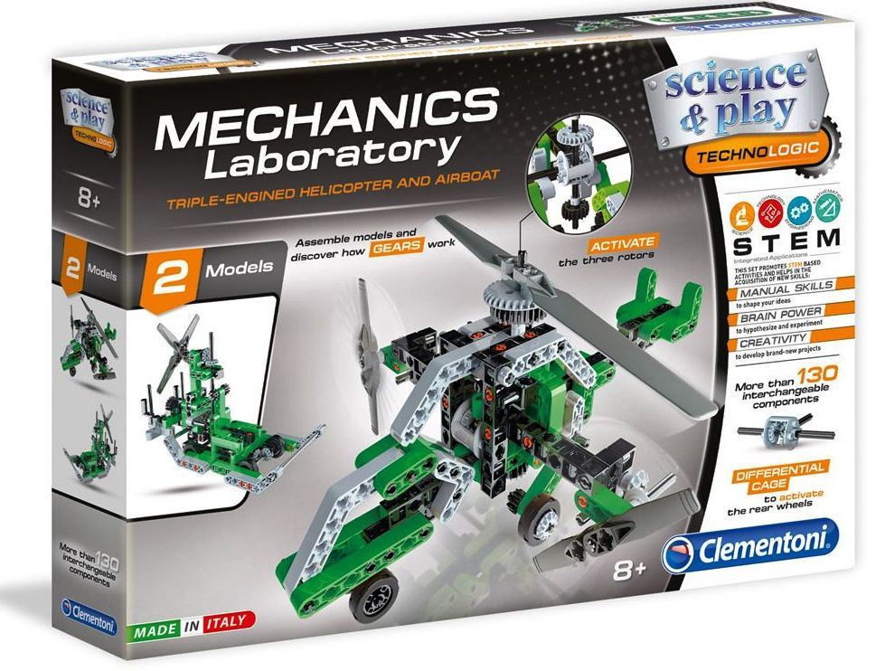 CLEMENTONI Конструктор 130 елемента ХЕЛИКОПТЕР SCIENCE PLAY MECHANICS, направи си сам