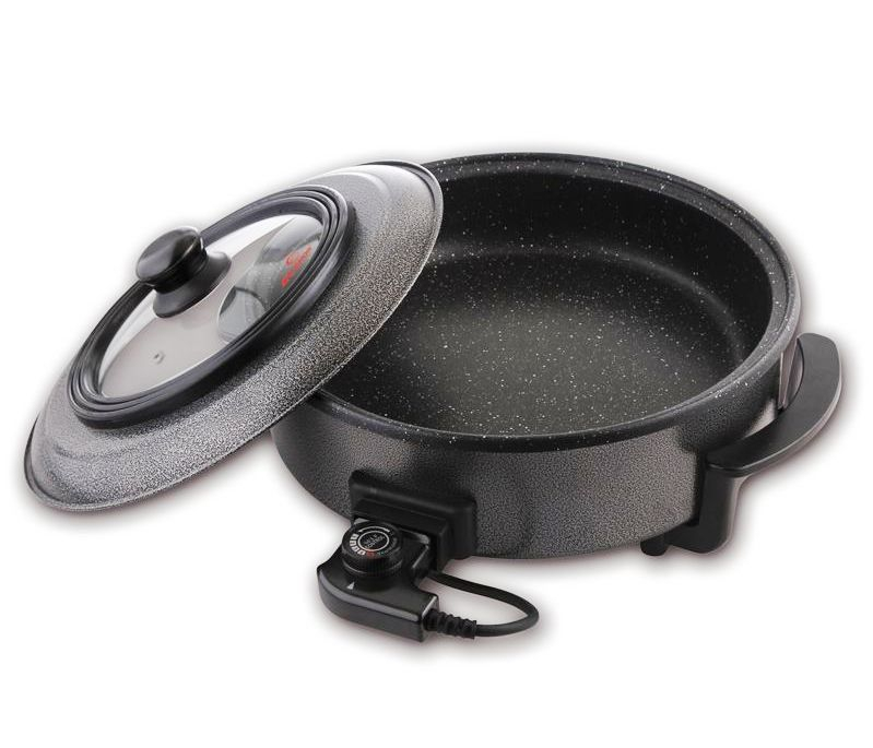 Мултифункционална електрическа тава за пица 30х7см с мраморно покритие / 1500W, 2 ГОДИНИ ГАРАНЦИЯ