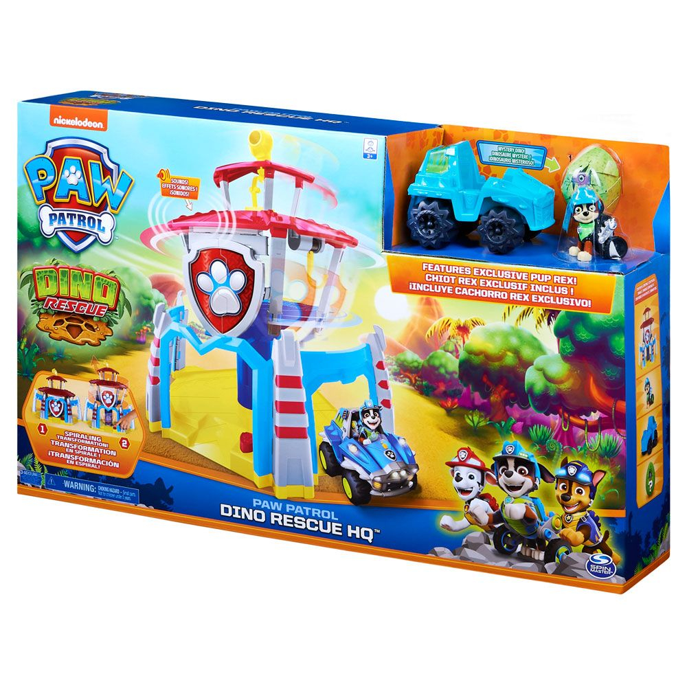 PAW PATROL Dino Rescue Спасителна Кула, Наблюдателница, Щаб квартира с ексклузивно куче, динозавър и кола