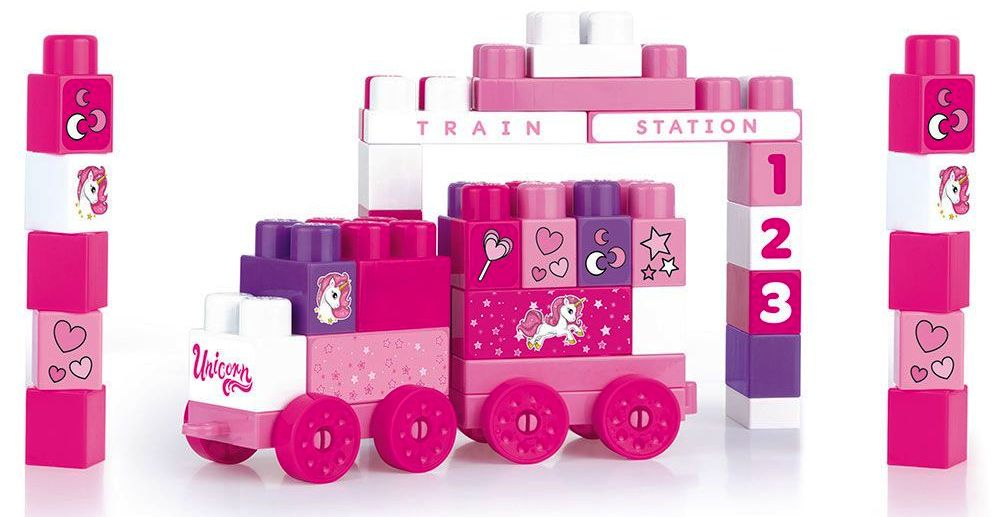 DOLU UNICORN Конструктор влакче Jumblocks, 50 части, розов
