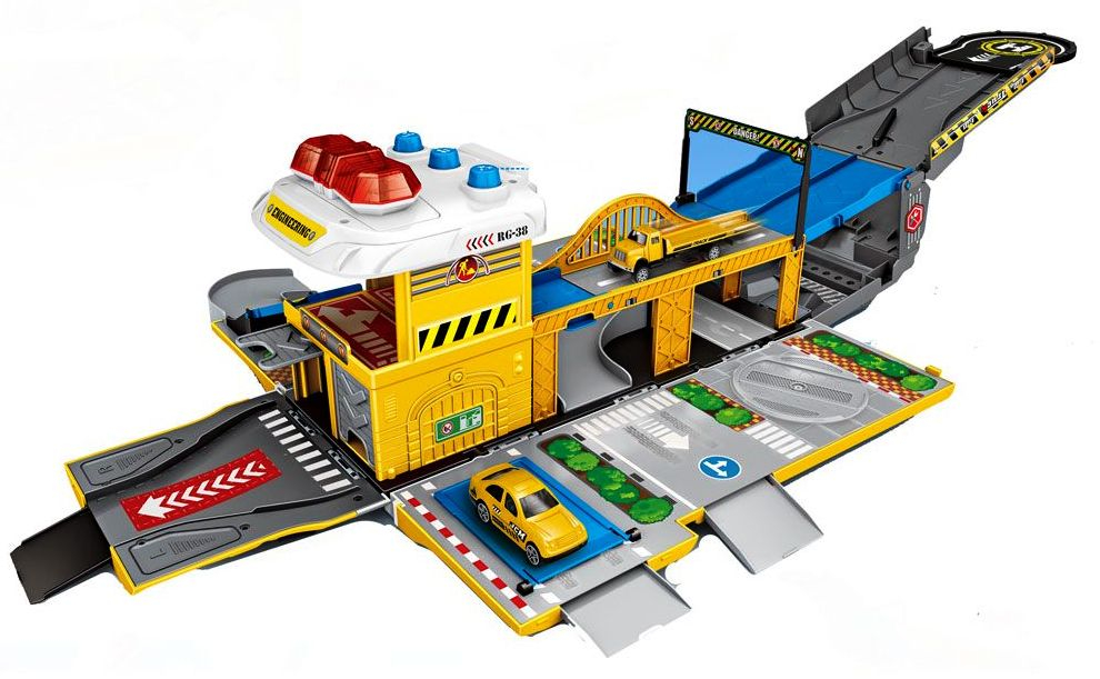 Камион-строителна площадка 2в1 с 3 мини превозни средства , светлини и звук Engineering