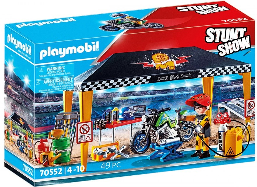 Playmobil - Занимателен комплект за игра Каскадьорско шоу, Сервизна палатка, 49 елемента