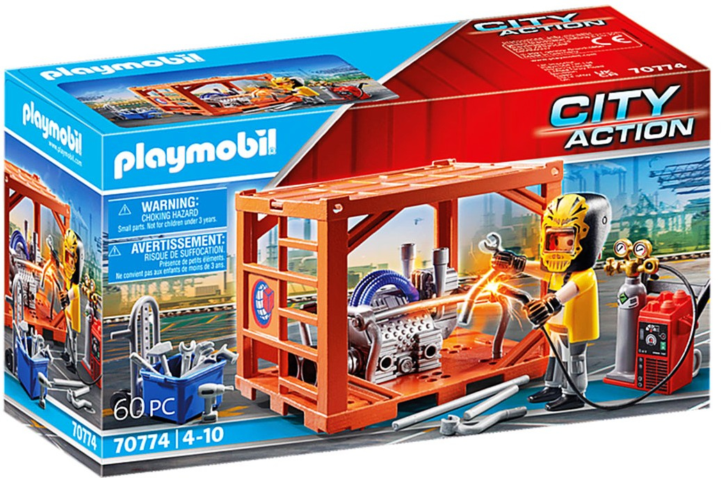 Playmobil - Занимателен комплект за игра Производител на контейнери, 60 елемента