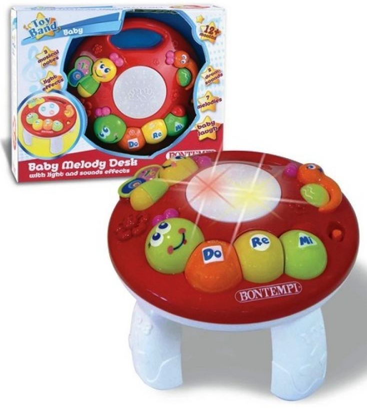 Bontempi - Бебешка музикална масичка, 7 мелодии, 3 ноти, 2 барабанни звука + светлини
