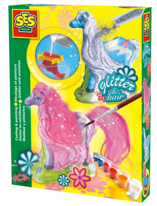 SES - Отливки от гипс , Блестящи коне + цветни боички