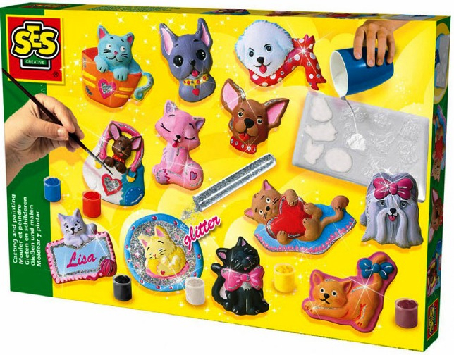 SES - Отливки от гипс , Котки и кучета + цветни боички