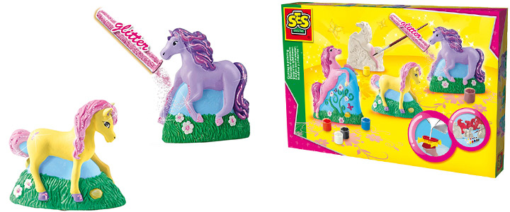 SES - Отливки от гипс, Коне с блестящи гриви + цветни боички