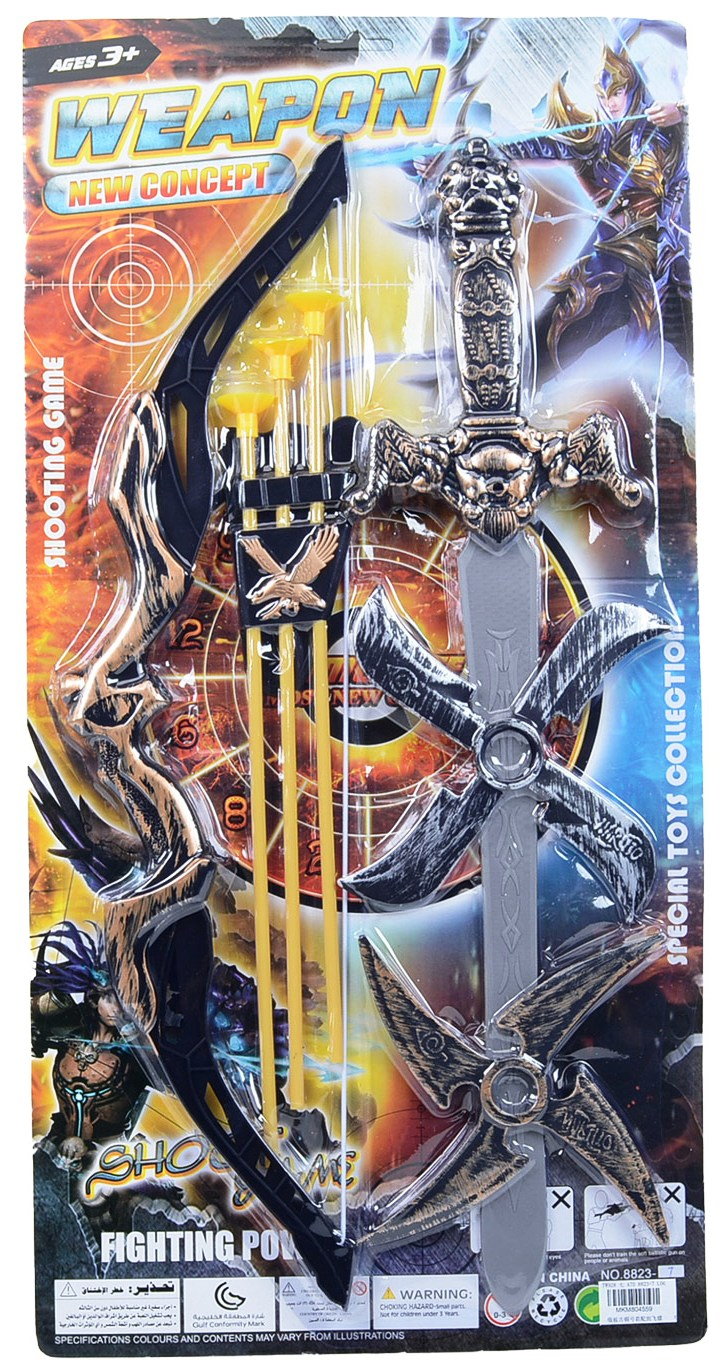 Комплект меч с лък, стрели и дискове