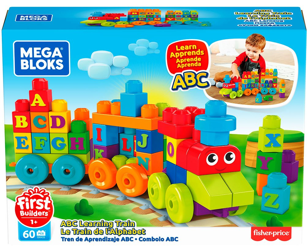 Игрален комплект конструктор Mega Bloks, влакче с букви ABC (английска азбука)