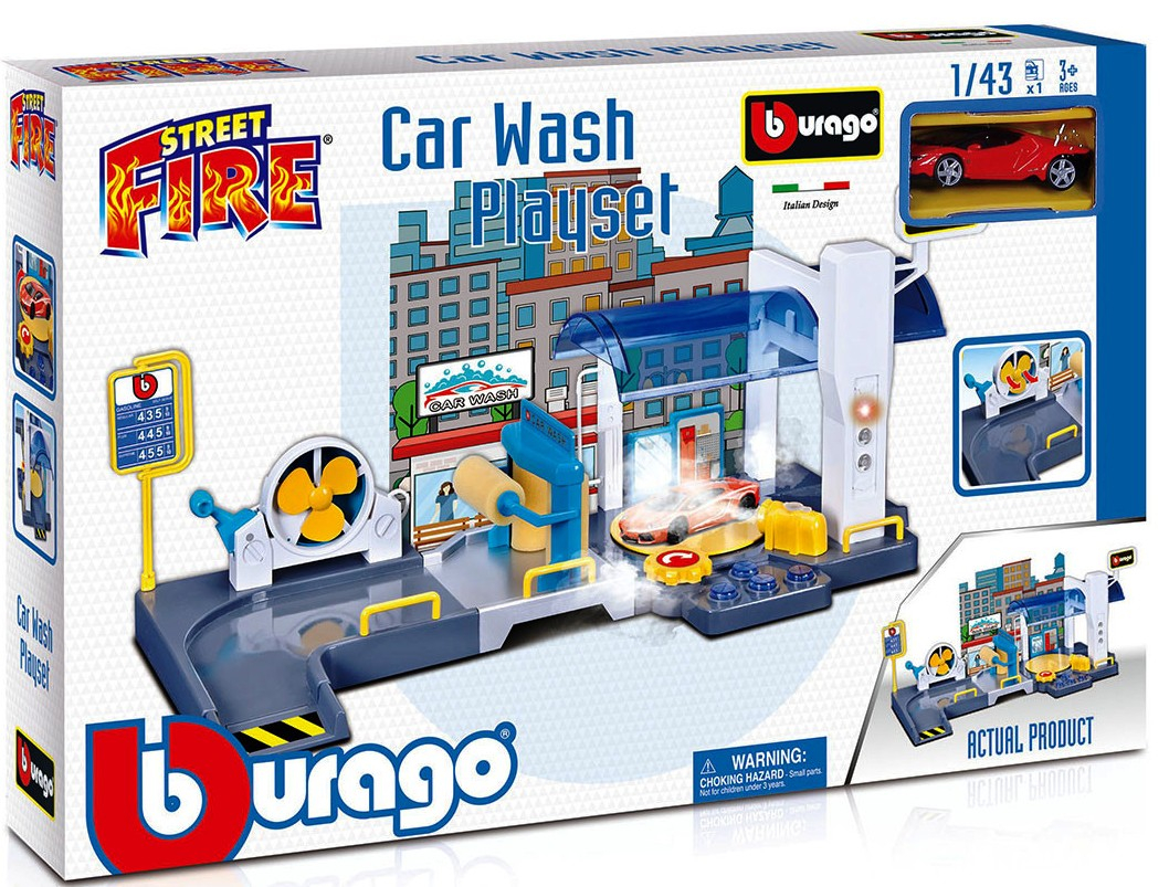 Bburago Street Fire - Автомивка с количка със светлини и звук