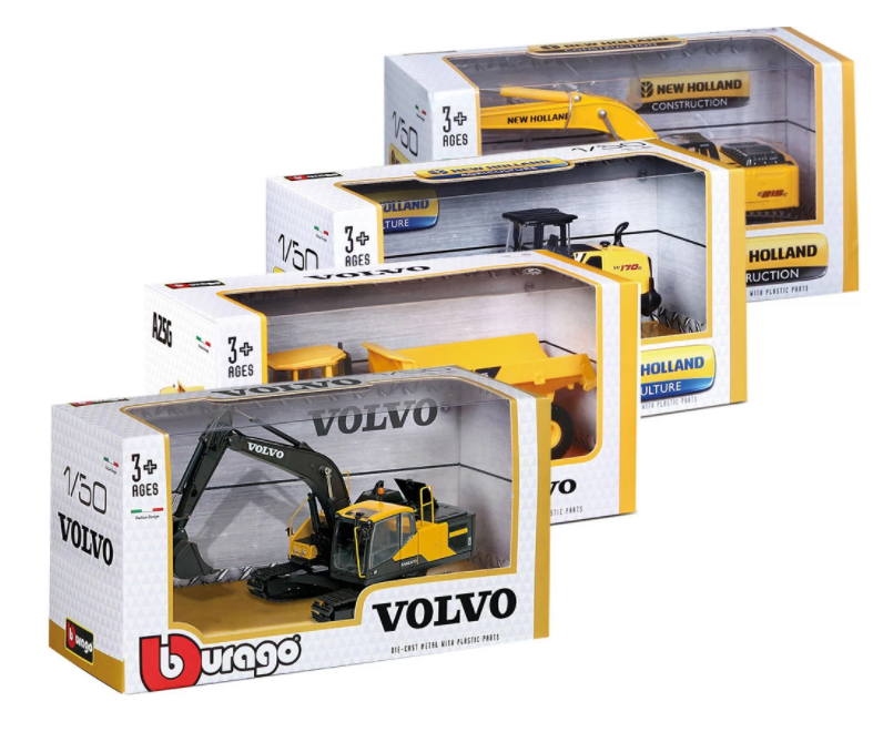 Bburago - модел на кола 1:50 - Строителна машина Volvo, асортимент