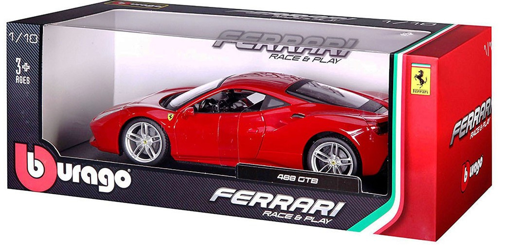 Bburago Ferrari - модел на кола 1:18 - Ferrari 488 GTB