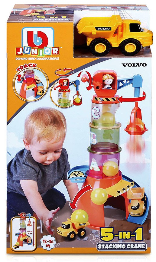 Bburago Junior - Кран за игра Volvo 5в1 с камион и топче