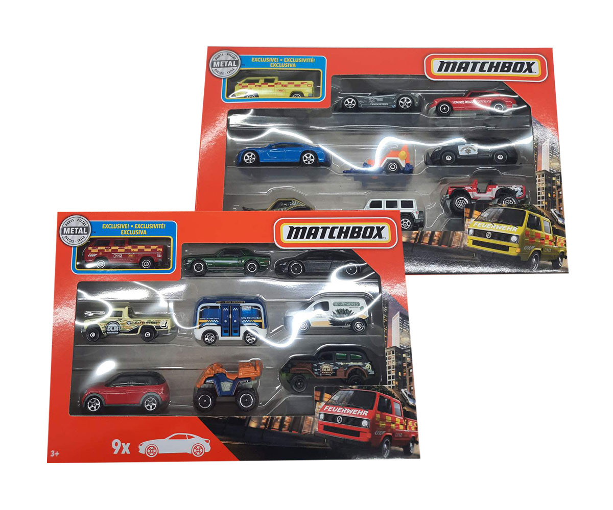 Комплект 9 броя колички Matchbox, асортимент 1:64