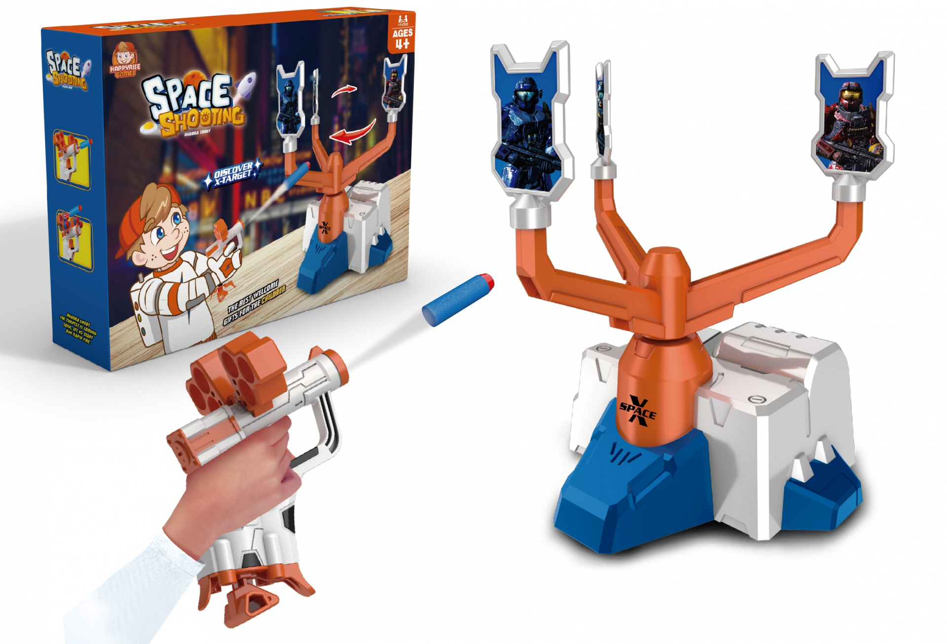 Пистолет X SPACE с 3 въртящи се мишени