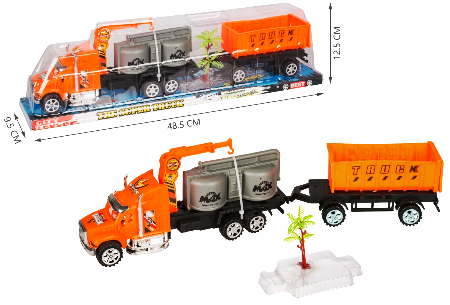 Тир с подвижен кран и ремарке/цистерна