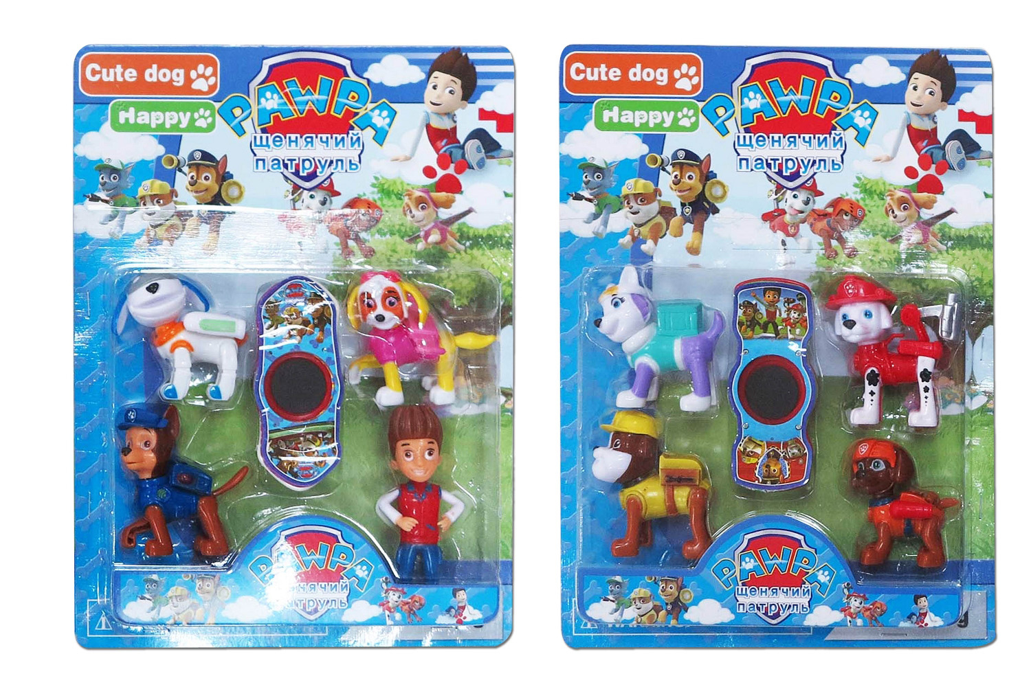 Комплект 4 кученца със скейтборд