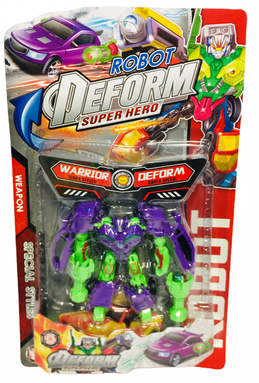 Робот трансформър 3 цвята лилав, червен, син