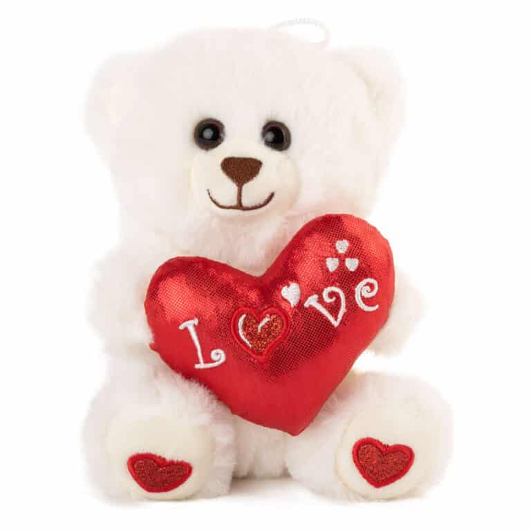 Мече със сърце Бял, 16см