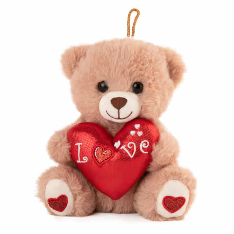 Мече със сърце Кафяв, 16см