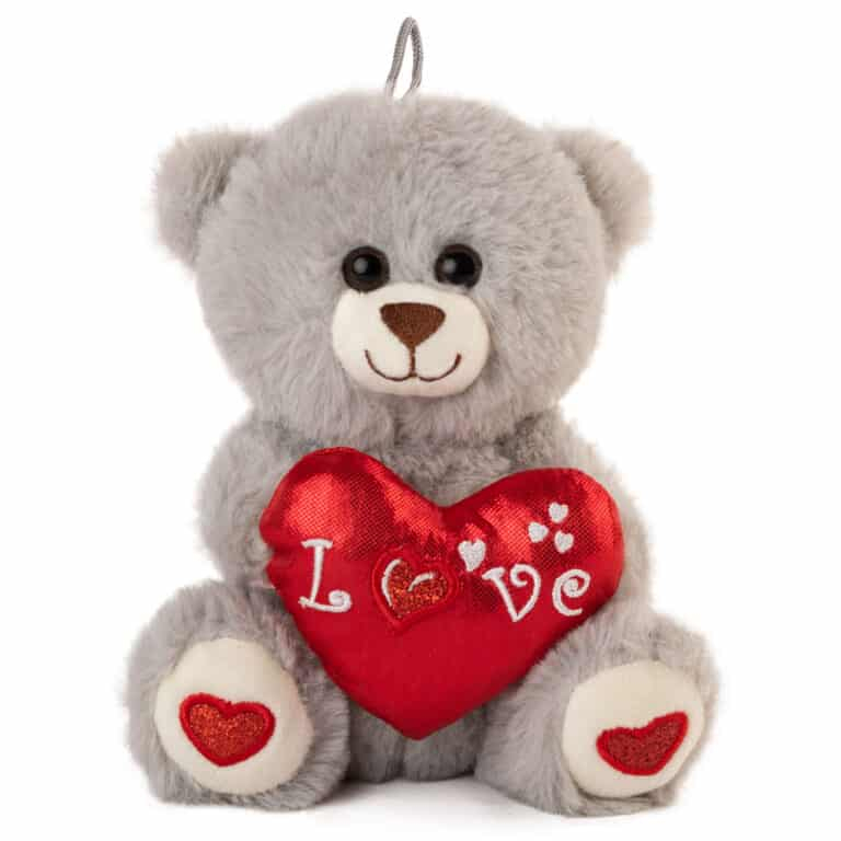 Мече със сърце Сив, 25см