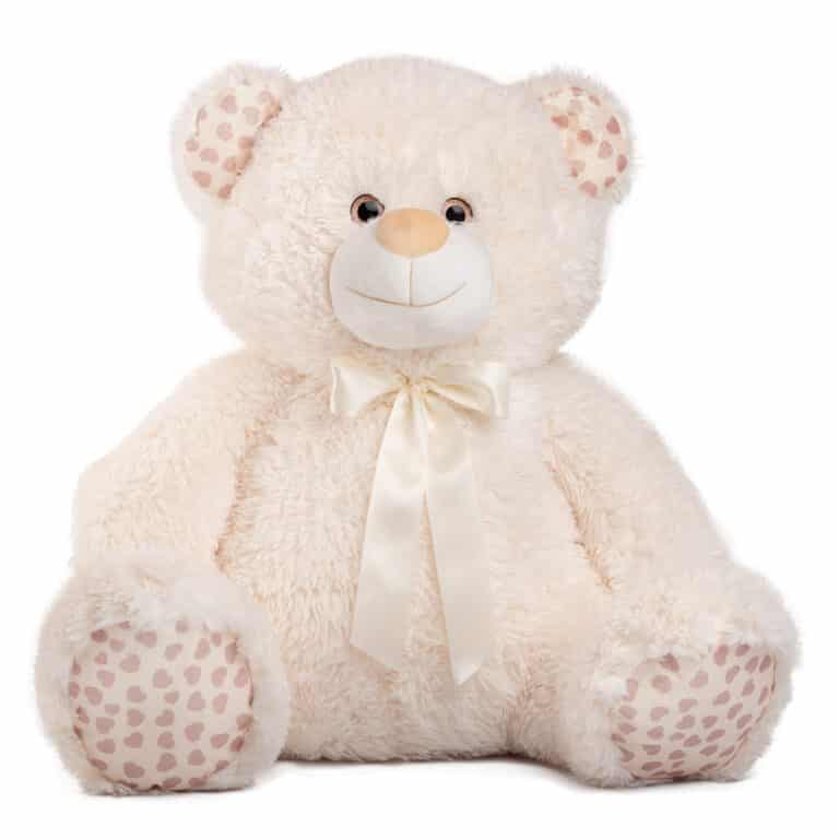 Мече с глитер Бял, 80см