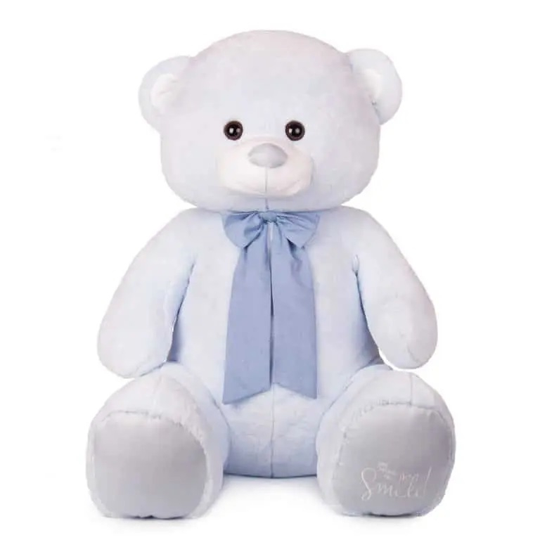 Плюшено Мече в нежно син цвят с панделка, 80см