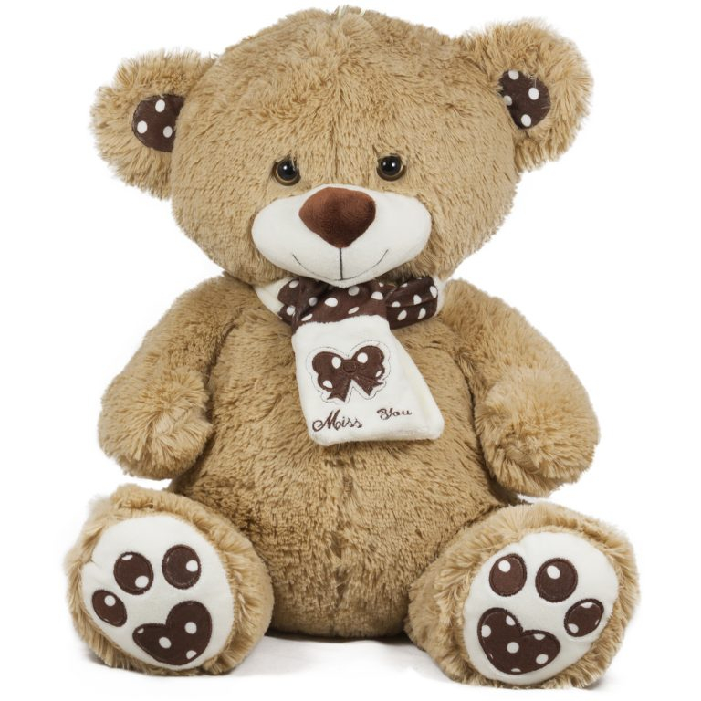 Мече с шал на точки два цвята, 45см