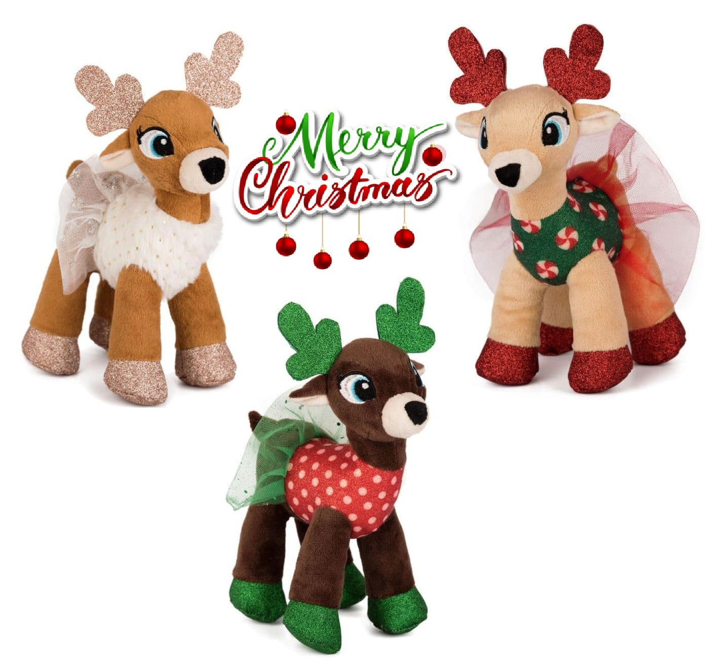 Коледен елен с рокля три цвята, 22см