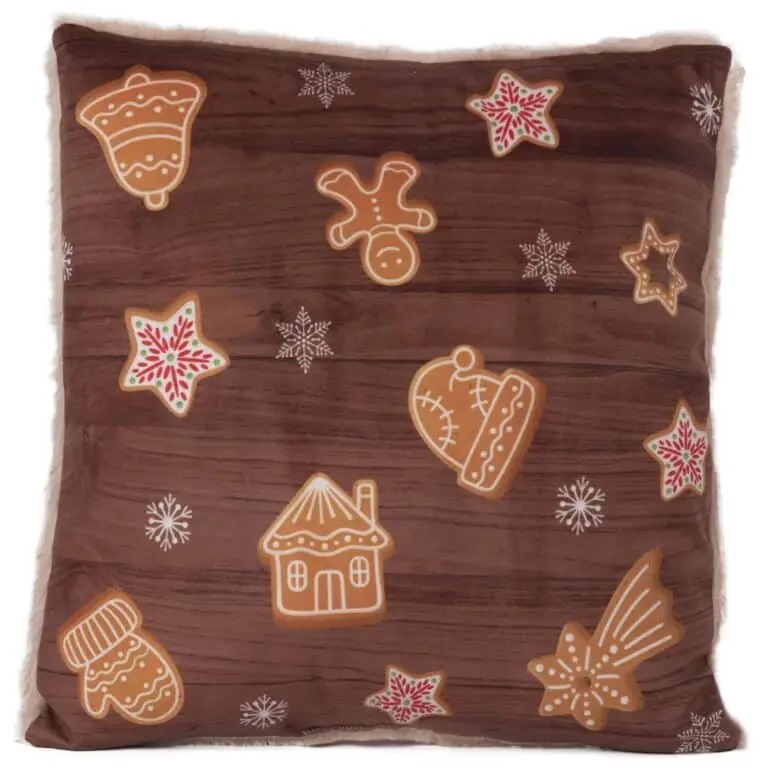 Възглавница с коледни бисквитки, 34х34 см