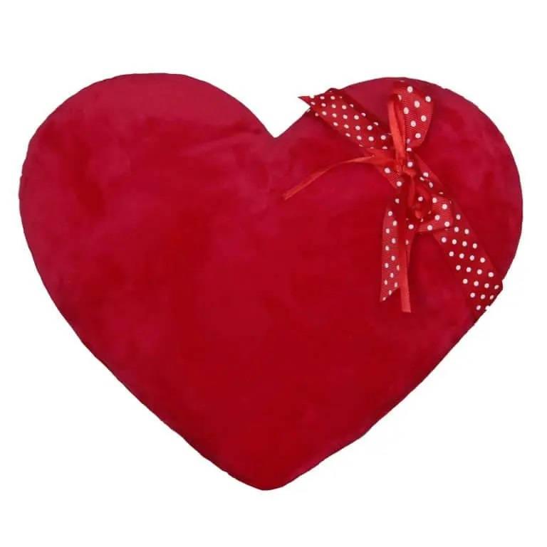Червено плюшено сърце с панделка, 35х28 см със звук