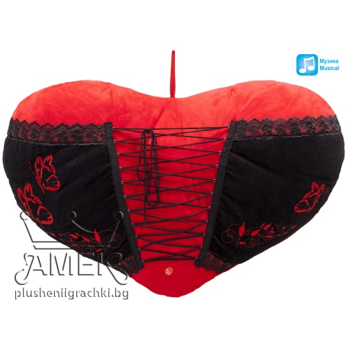 Сърце с джинсов корсет, 70см със звук