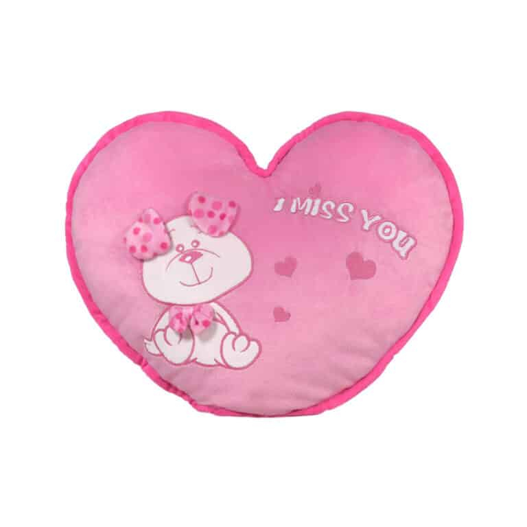 Възглавничка Сърце с куче 4 цвята, 35х30 см със звук