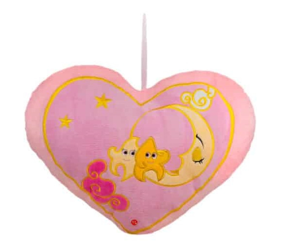 Розово сърце с луна и двойка звезди, 70см със звук