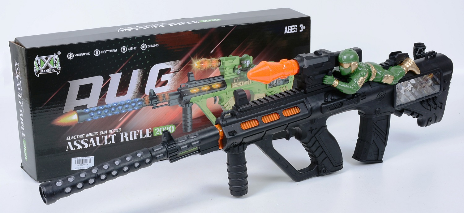 Автомат с войник, звук, светлини, вибрации и презрамка за носене, 65см