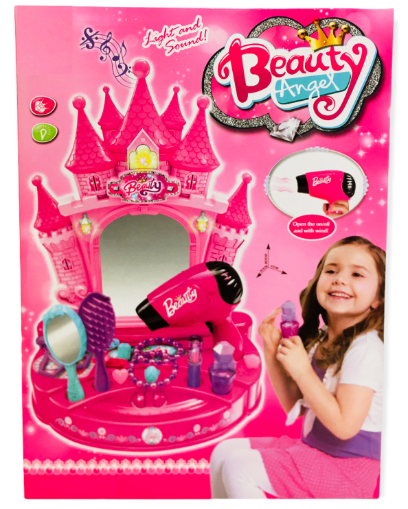 Тоалетка Замък- розова със звук, светлини, работещ сешоар и още много