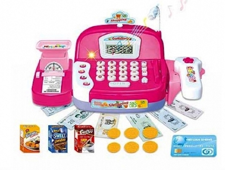 Касов Апарат с лента, звук, светлини, микрофон, дисплей и още много/ розов