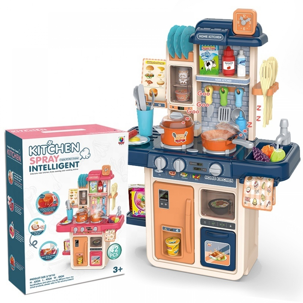 Кухненски център с ПАРА и ТЕЧАЩА ВОДА, звук, светлини, 42 части - синя