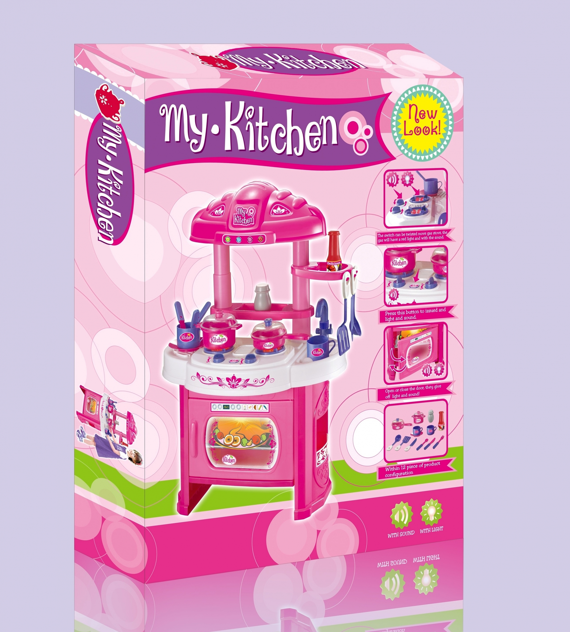 Розова голяма Кухня с звук и светлина, и дори мивка с кранче и още много