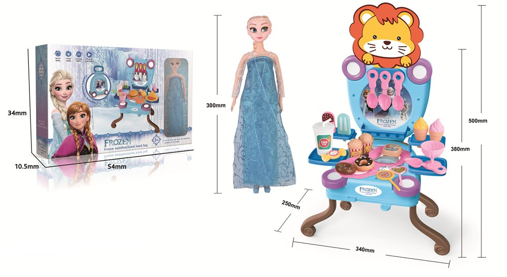 Кухня с кукла Леденото царство в куфарче на крачета + аксесоари, сладоледи близалки и още много